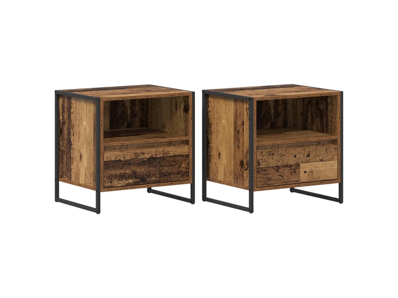 Table de chevet - cabinet de chevet - table de nuit 2 pièces bois ancien 50 x 39,5 x 50 cm - Conforama A