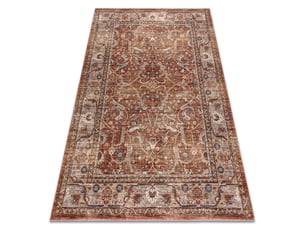 Tapis laris 755 orange   marron – motif cadre, ornemental, classique, vintage, franges 120x170 cm