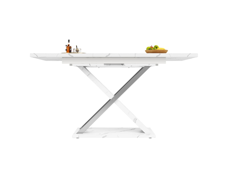  Table à manger extensible 118-157x75 cm avec rallonge intégrée et pieds croisés, style moderne  - Conforama A