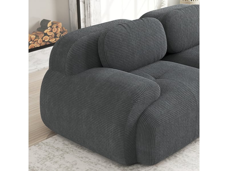  Canapé d'angle modulaire,3 places,avec accoudoirs ergonomiques et rembourrage haute résilience, 298x 103x 70 cm,gris  - Conforama E