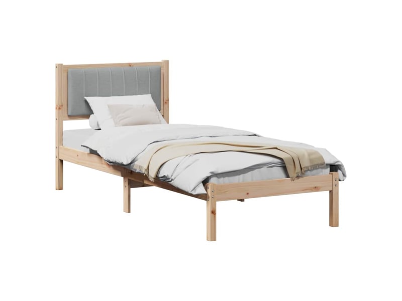 Lit simple- lit adulte - cadre de lit avec tête de lit rembourrée gris clair 80 x 200 cm - Conforama B