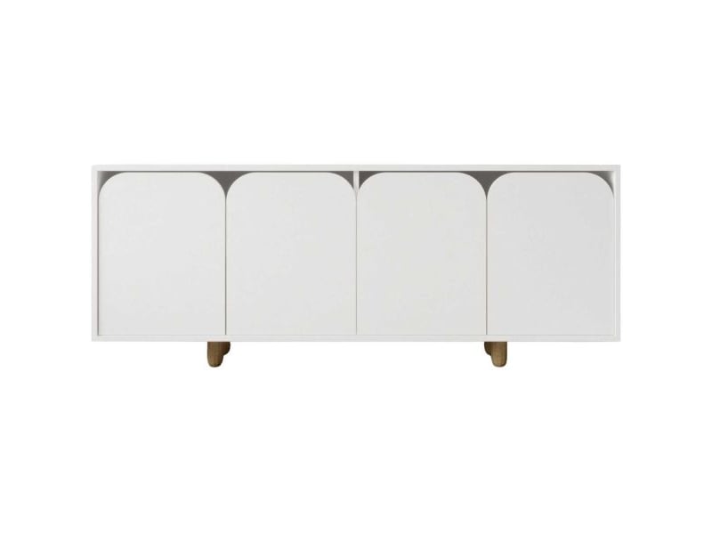  Buffet 4 portes en aggloméré lazio bohem blanc  - Conforama A