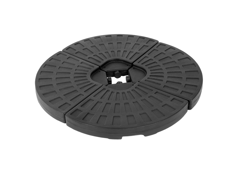 Plaques de lestage pour parasol déporté 26,38 x 18,31 x 2,76 po par plaque – noires – 4 pièces à remplir - Conforama D