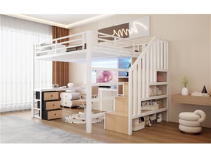 Lit mezzanine 140x200 cm Morn Vibe coloris blanc