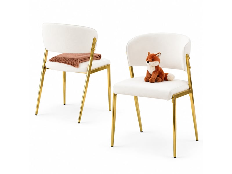  Lot de 2 chaises de salle à manger 51x49x78 cm blanches en polyuréthane, dossier incurvé ergonomique  - Conforama A