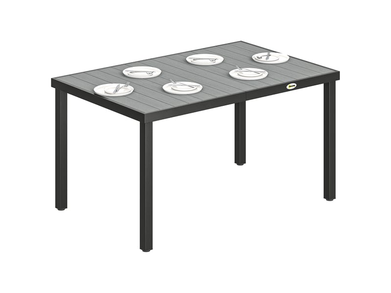 Table de jardin, table à manger extérieure acier, bois-plastique gris 140x90x74cm - Conforama B