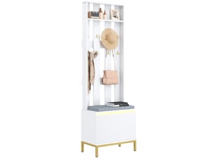 Vestiaire d’entrée avec banc, chaussures et led 60x35,5x191,5 cm blanc