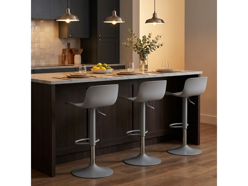  Lot de 2 tabourets de bar hauts pivotants et réglables bora bora - gris  - Conforama B