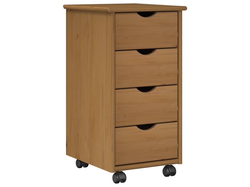  Caisson roulant de bureau, meuble de rangement 34 x 39 x 65,5 cm bois de pin massif  - Conforama B