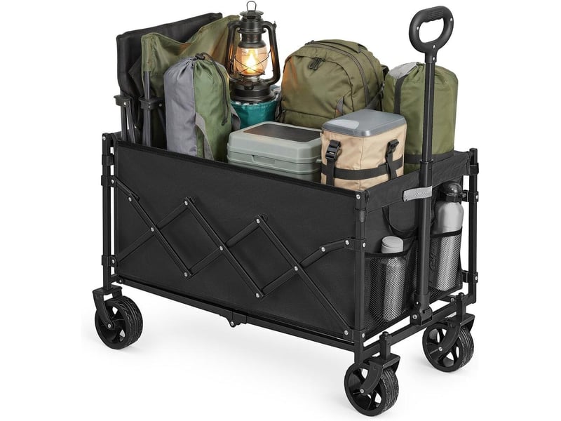  Chariot de transport pliable extérieur 49,5 x 79,5 x 90,5 cm charge 150 kg usage jardin style pratique en acier noir 12_0013053  - Conforama A