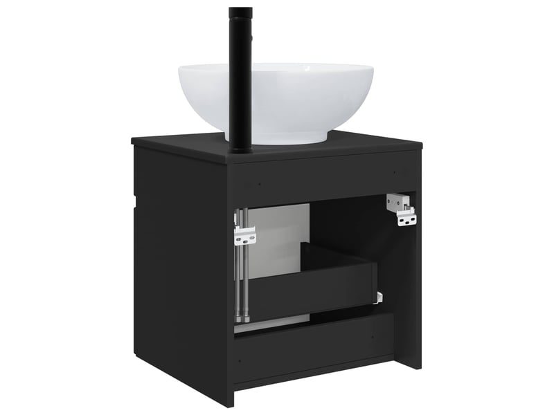 Meuble de lavabo mural, rangement salle de bain noir 49x44.5x66.5 cm - Conforama D