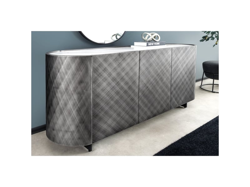 Buffet 150 cm 3 portes 1 tiroir gris et marbre blanc – collection milano - Conforama B