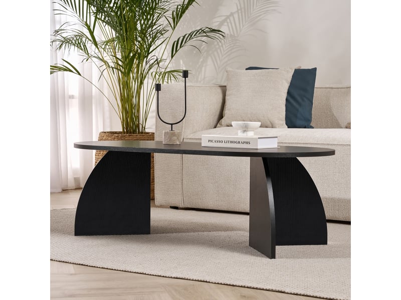  Table basse ovale couleur bois noir 120 cm  - Conforama B
