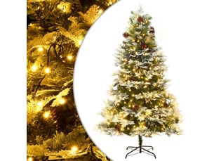 Sapin de noël, arbre de noël pré-éclairé et pommes de pin vert 195cm pvc et pe