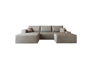 Canapé d’angle en l camel, 270 × 175 × 83 cm, configuration en l avec méridienne, espace de détente généreux, assise accueillante