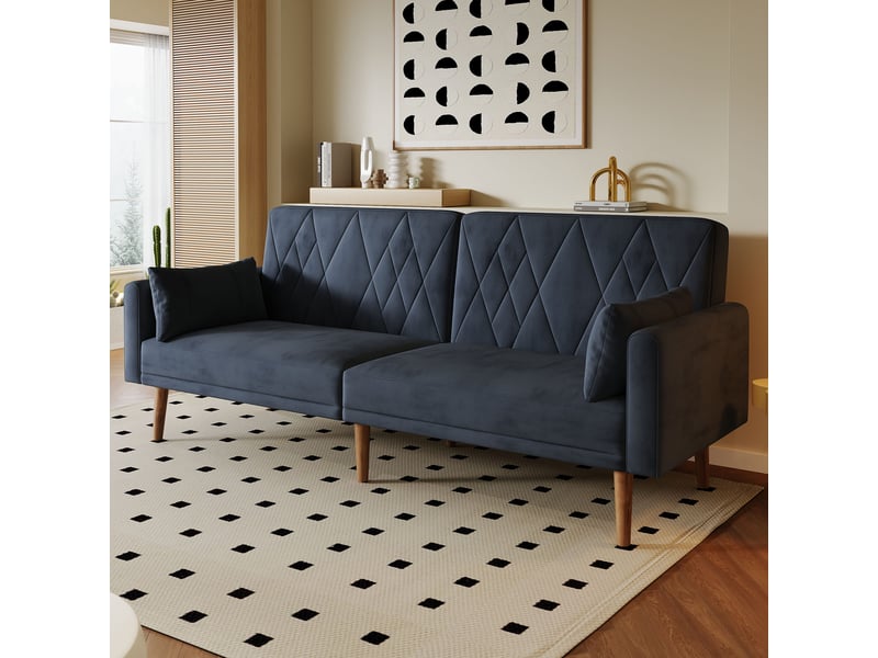 Canapé convertible modenvie 2 places en velours noir 180 x 75 x 82 cm  - Conforama D