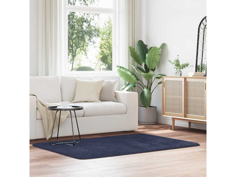 Tapis ; tapis de sol ; tapis shaggy à poils longs navarra bleu marine 120x170 cm  - Conforama C