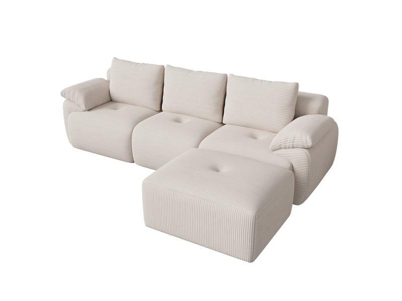  Canapé d'angle en l à compression avec 3 dossiers, aucun assemblage requis, beige  - Conforama A