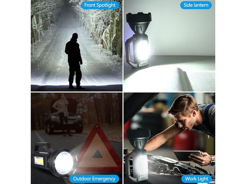 Lampe torche avec éclairage latéral, charge solaire, étanche ipx4, convient aux éclairages de secours familiaux - Conforama E