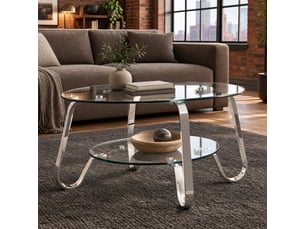 Table basse rond(e) coloris argenté LPOSPI - 80 cmx80 cm