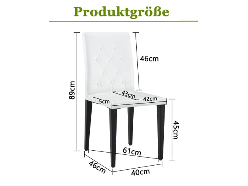  Lot de 4 chaises de salle à manger noir et blanc - design luxe léger, pieds métal noirs - cuisine européenne  - Conforama C