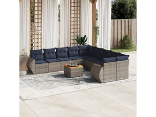 Vidaxl ensemble de canapé de jardin 11 pcs avec coussins gris résine tressée