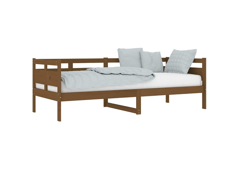  Lit simple- lit adulte -  lit de jour sans matelas marron miel bois pin massif 80x200 cm  - Conforama B
