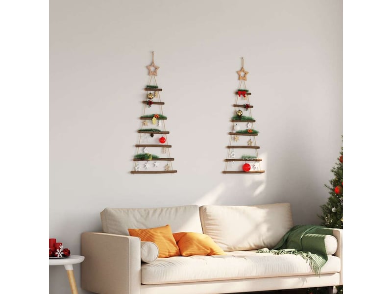  Sapins de noël - arbre de noël suspendus avec étoiles supérieures 2 pièces 42x90 cm branche naturelle  - Conforama C
