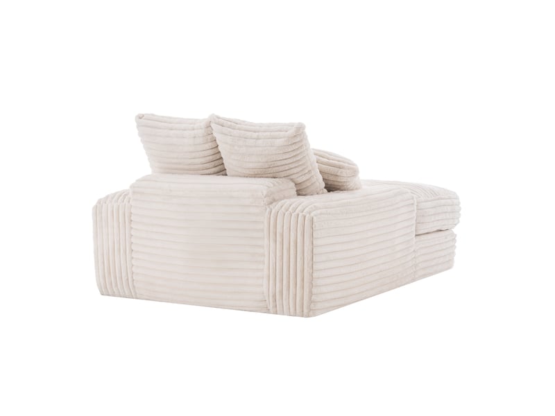  Canapé droit convertible 1 place en velours côtelé beige, 4 coussins amovibles, sans montage pour se détendre  - Conforama D