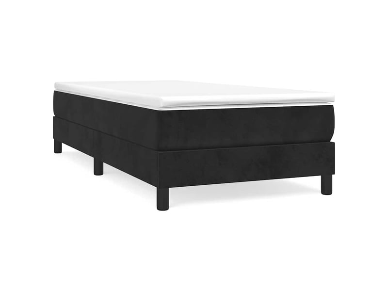  Lit simple- lit adulte -  sommier à lattes de lit et matelas noir 80x200 cm velours  - Conforama A