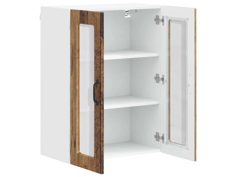  Meuble mural de cuisine, cabinet en verre mural bois ancien 60x31x80cm shl153  - Conforama E
