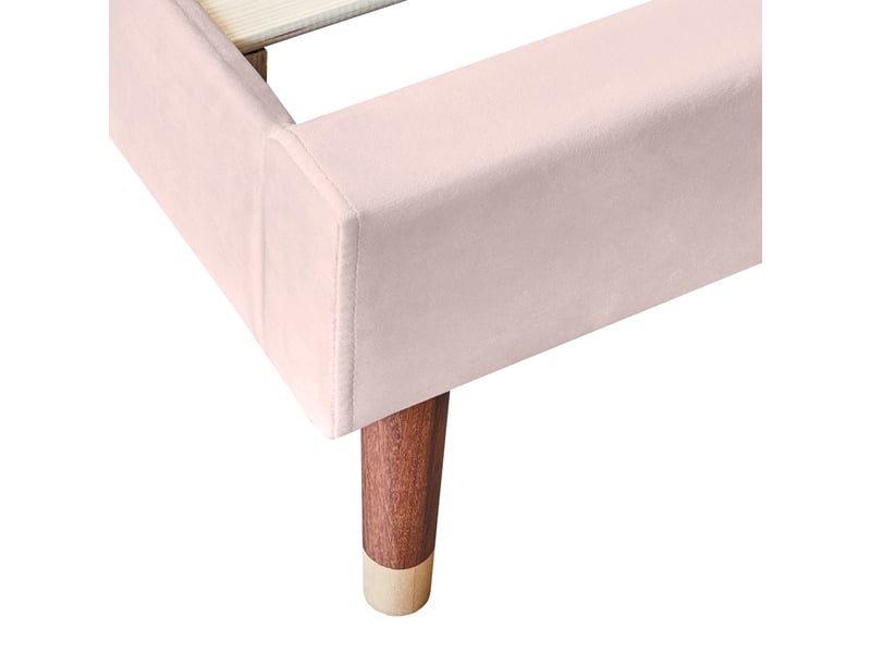  Lit simple enfant 90x200 cm avec tête de lit rembourrée, sommier à lattes, montage facile,velours, rose evarich - Conforama D