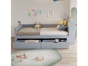 Lit avec rangement 90x200 cm <strong>DZMDIP</strong> <strong></strong> coloris gris
