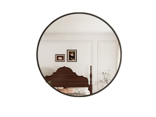 Miroir mural rond 75 cm noir,verre trempé,miroir mural haute définition,cadre métal et crochet,pour chambre,entrée,salle de bain