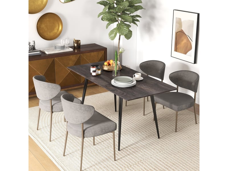 Table de salle à manger extensible pour 6 à 8 personnes avec plateau escamotable et pieds en acier, bois gris - Conforama C