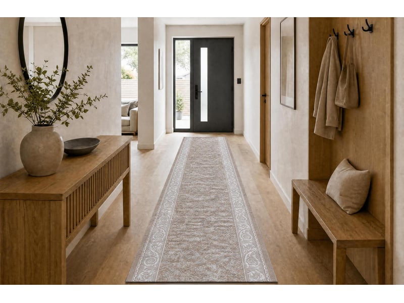  Tapis de couloir antidérapant lotus romantic 60981 classique, ornement beige lavable 80 cm 80x900 cm  - Conforama E