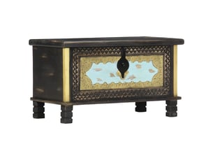 Coffre de rangement, boîte de rangement noir 80x40x45 cm bois de manguier massif