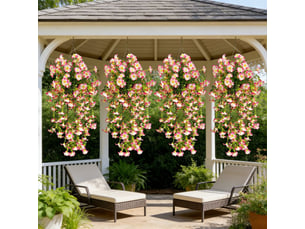 Pièces fleurs artificielles extérieures pétunias résistants aux uv plantes retombantes décoration jardin balcon terrasse (rose)