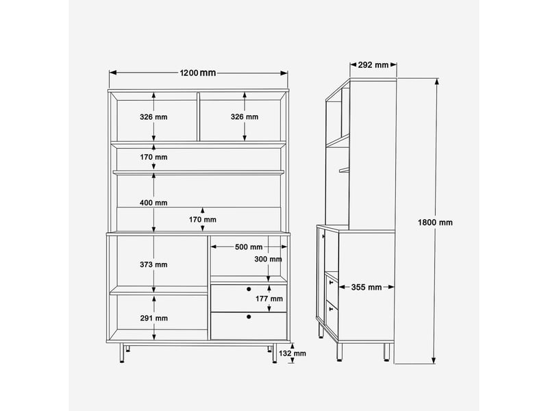 Buffet de rangement multiusage avec étagères et tiroirs zarethil  - Conforama D