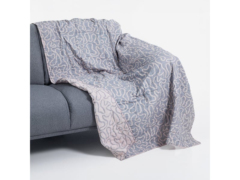  Plaid réversible en coton matelassé 190x135 double - rose  - Conforama D