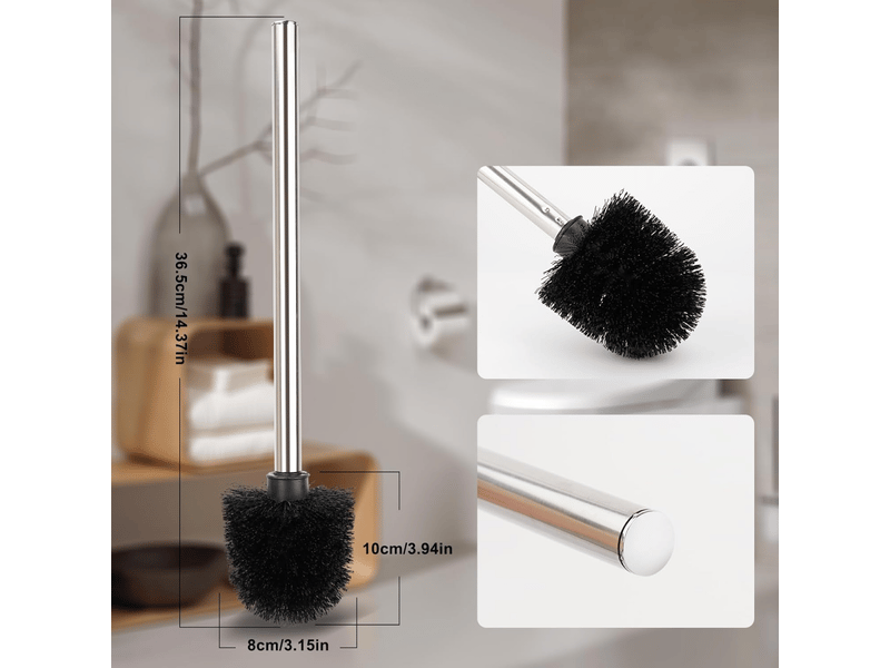  Ensemble de 2 brosses de toilette, manche en acier inoxydable (noir)  - Conforama B