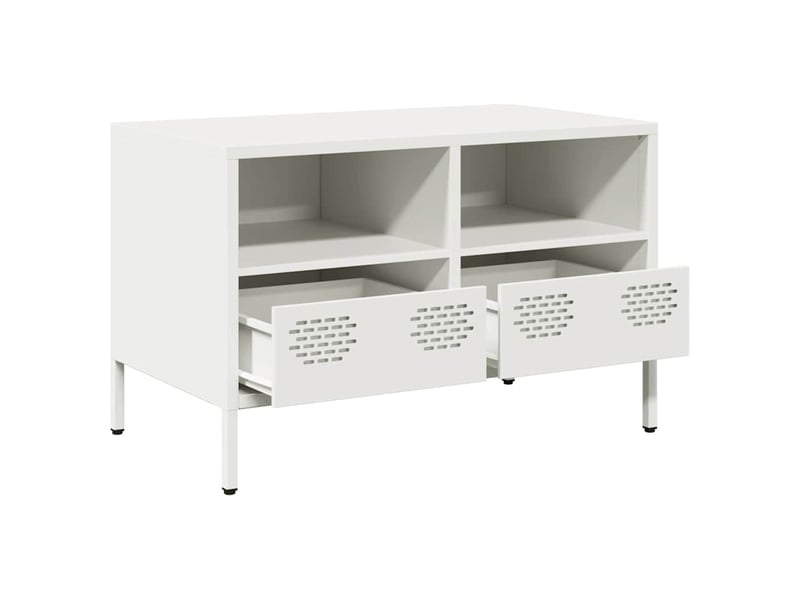  Meuble tv - banc tv - meuble de rangement blanc 68x39x43,5 cm acier laminé à froid  - Conforama D