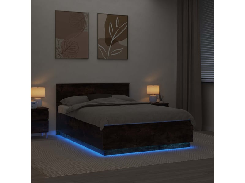  Lit double- lit adulte -  cadre de lit chêne fumé 150 x 200 cm bois d'ingénierie  - Conforama C