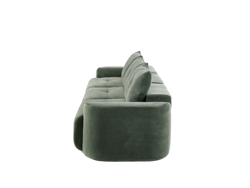 Canapé droit 3 places en velours côtelé vert sauge - Conforama R