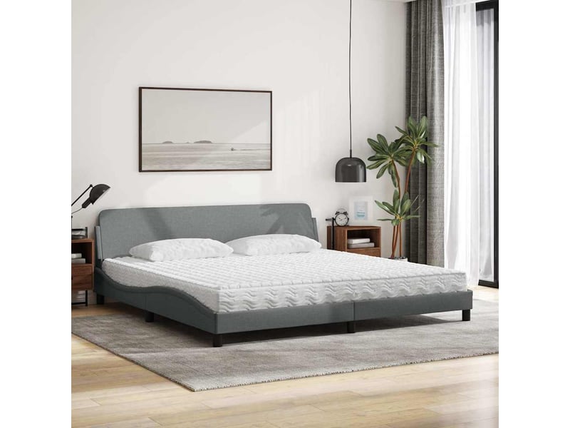  Lit avec matelas dover gris clair 200x200 cm tissu  - Conforama C