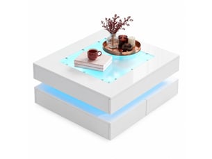 Table basse carré(e) coloris blanc LPOSPI - 70 cmx70 cm