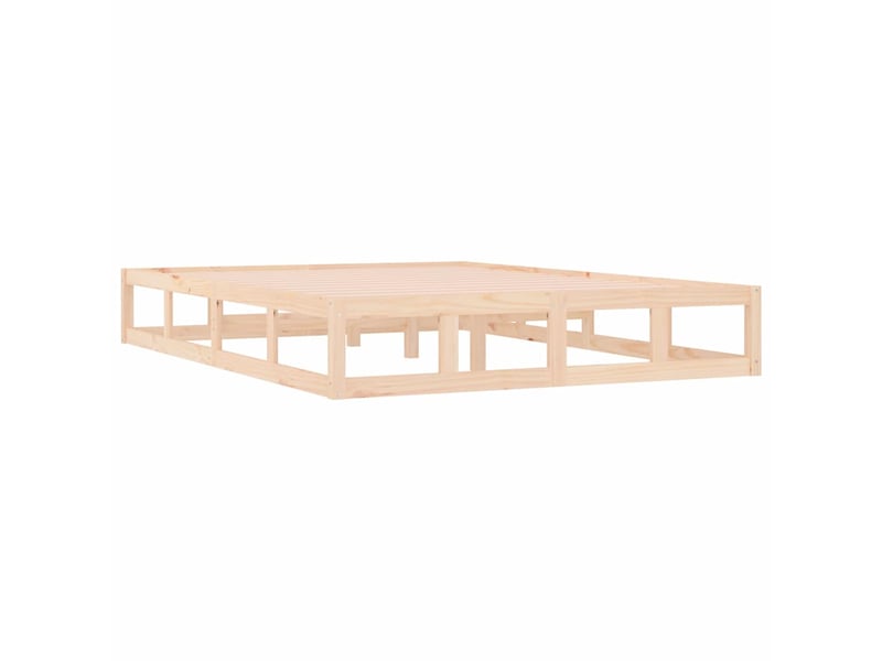 Lit double- lit adulte -  cadre de lit sans matelas 200x200 cm bois massif  - Conforama C