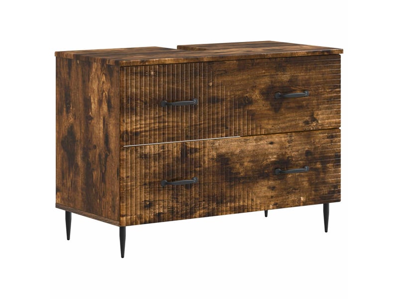 Ensemble de 2 meubles de salle de bain haarlem chêne fumé cf63159 - Conforama C