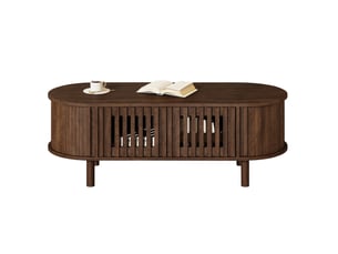 Table basse ovale coloris bois foncé <strong>MODFU</strong> <strong></strong> - 40 cmx100 cm