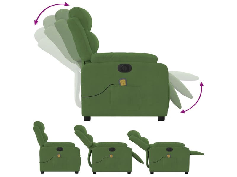  Vidaxl fauteuil inclinable de massage électrique vert clair velours  - Conforama E